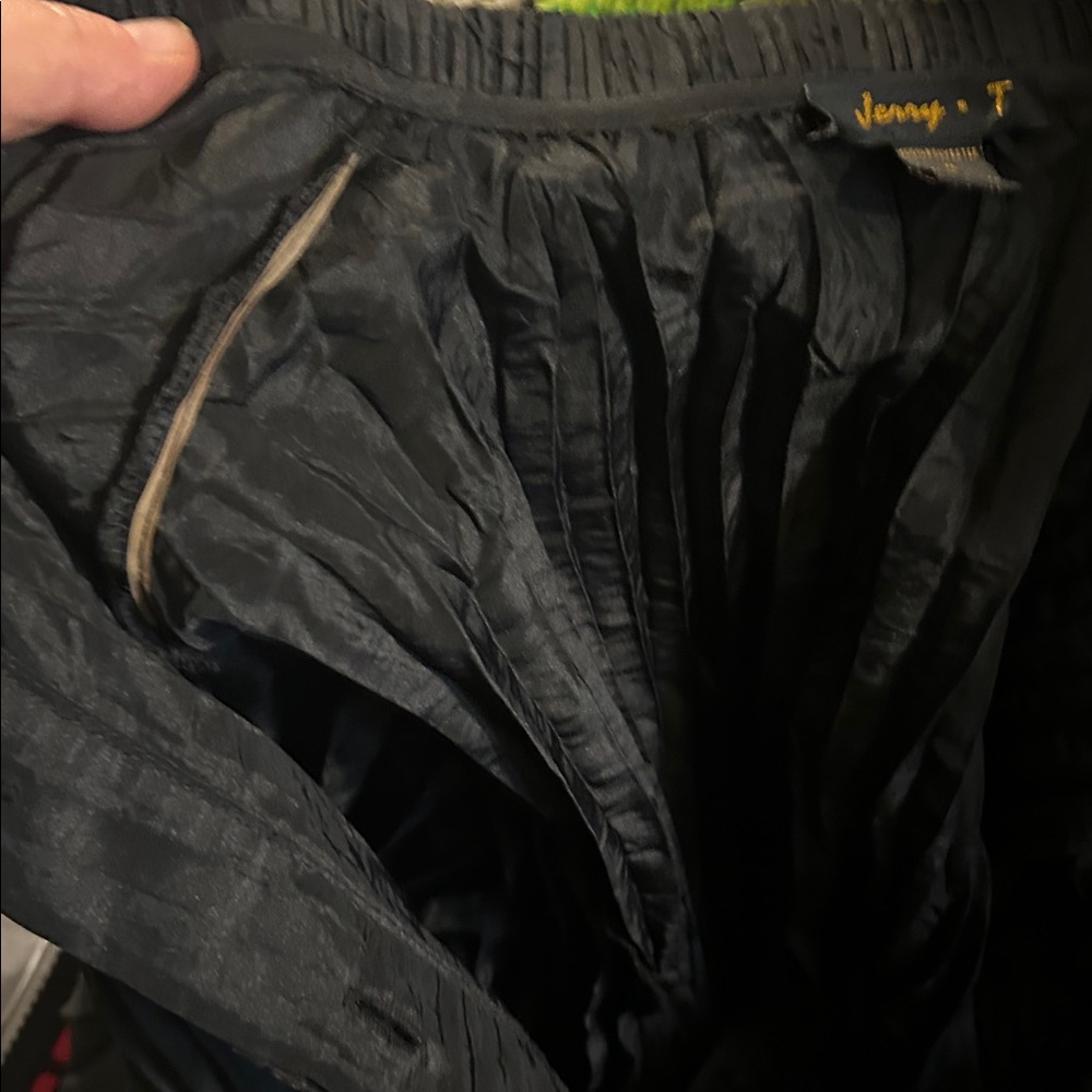 Ex Cond Jerry T Dress Coat Shacket Black Sz XL Crisp Crinkle Metallic Taffeta - Picture 15 of 16